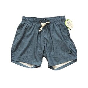Broken Threads Blue Hydro-Tek Swim Trunks Geometric Pattern Sz Small NWT
